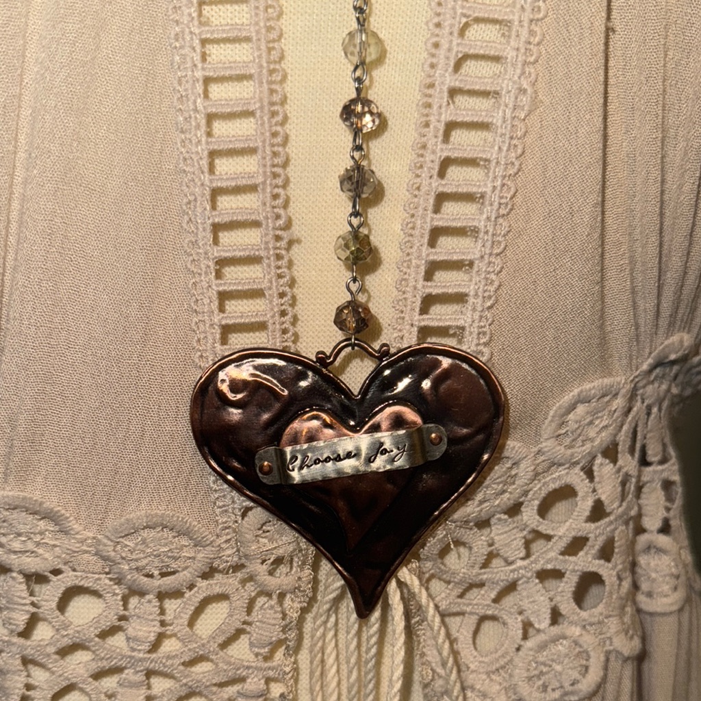 Heart Pendant Necklace With Beaded Chain